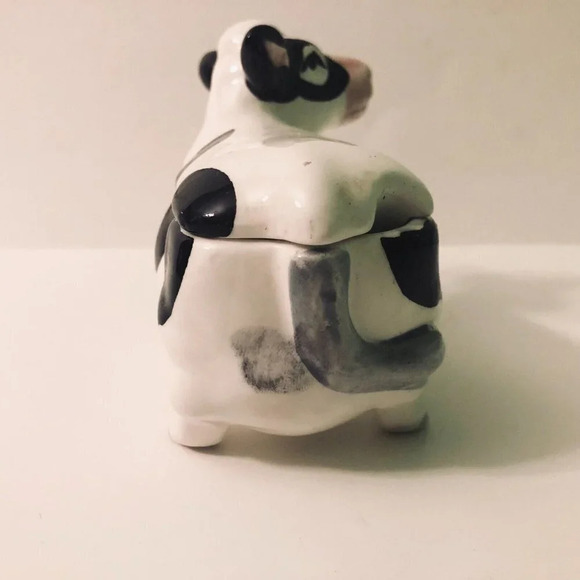 Vintage Ceramic Cow Sugar Bowl Container 4 Inch Long Figurine - Picture 4 of 14
